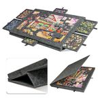 Jigsaw Puzzle Board - Folding Tilting Puzzle Table with 2-in-1 Designed Stand & Cover Lightweight Felt Storage Case with 6 Drawers for Adults and Kids Portable Jigsaw Table for Games Up to 1000 Pieces