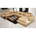 Woodsfreak Solid Pine Wood 8 Seater Sectional, Corner, Modular U Shape Sofa with 5 Adjustable Headrest (Mustard Colour)