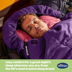 Silentnight Adult Mummy Sleeping Bag – 3 Season Lightweight, Warm, Purple