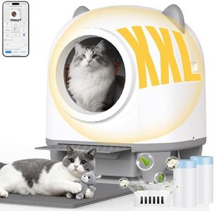 TRIUMPHKEYK Automatic Cat Litter Tray, 90L Large Capacity Cat Litter Box with Anti-Pinch Safety,APP-Controlled Includes Scoop, Fragrance Box & Waste Bags, Enclosed for Odor Control, Easy to Clean & A