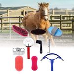 horse grooming kit with brushes, Yosoo Horse Grooming Kit, Horse Cleaning Tool Application Horseback Care Horse Brush Curry Comb Sweat Scraper Comb Grooming Riding Equipment for Beginners