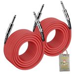 1/4" to 1/4 Male Jack Speaker Cables (2 Pack) by FAT TOAD | 50ft Professional Pro Audio Red DJ Speakers PA Patch Cords | Quarter Inch 12 AWG Gauge Wire for Amp, Music Studio Recording & Stage Gear