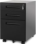 3 Drawer Steel Metal Filing Cabinet with Embedded Handle and Lock (Black)