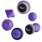 Posture Magic Massage Ball Kit for Myofascial Trigger Point Release & Deep Tissue Massage - Set of 6 - Large Foam/Small Foam/Lacrosse/Peanut/Spiky/Hand Exercise Ball (Purple)