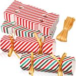 Xinnun 50 Packs Christmas Cracker Kit No Snap Xmas Party Table Favors Snowflake Reindeer DIY Christmas Party Cracker Candy Boxes for Holiday Dinner Decoration Gift (Stripe Style)