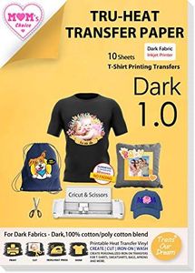 TransOurDream Tru-Heat Transfer Paper for Inkjet Printer (10 Sheets, 8.5x11") Printable Heat Transfer Vinyl for T Shirts Iron on Transfers for Dark Fabrics