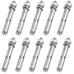 10 Pcs Stainless Steel Anchor Expansion Bolt Anchor Bolts Expanding Rawl Bolts for Wall Hex Nut Expansion Sleeve Anchor Bolt Heavy Duty Expansion Screws Plugs (M8x80mm)