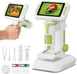 HEWEIMEI 1600X Microscope for Kids,1080P 4.0" Digital Screen Kids Microscopes with Slides Kit, Educational Science Kit Toys for Christmas Birthday Gifts for 3-14 Year Old Children Students