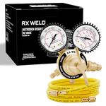 RX WELD Nitrogen Regulator with 0-600 PSI, CGA580 Inlet, 1/4-Inch Male Flare Outlet Connection, Nitrogen Tank Regulator with 5Ft Refrigeration Hose