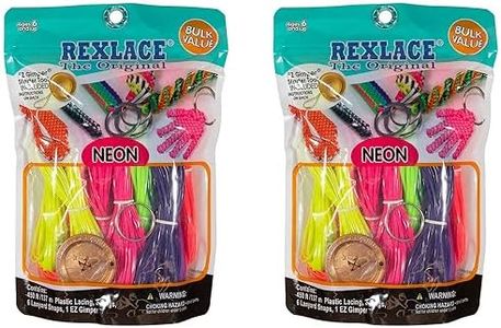 Pepperell Rexlace Cord 450 FT 2 Rings 6 Lanyard Snaps EZ Gimper Beading Line Kit - Neon (2 Pack)