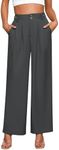 GRAPENT Trousers for Women High Waisted Pantalones De Mujer Cintura Alta Pantalones Pantalones para Mujer Womens Business Casual Outfits for Work Color Dark Gray Size L Large Size 12 Size 14