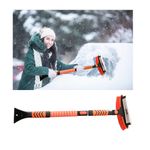 Augeny 41 Inch Extendable Car Snow Brush, 3 in 1 Detachable Auto Ice Scraper and Brush with Ergonomic Grip, Universal Long Handle Winter Snow Removal Tool for Cars, Trucks, SUVs