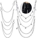 5 Pieces Jeans Chains Set Hip Hop Pants Chains Pocket Chain Butterfly Lock Star Pendant Belt Multi Layer Chains for Men Women, Classic Style