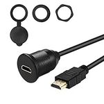 Bolongking HDMI Male to Female Car Mount Flush Extension Cable Truck Boat Motocycle Dashbaord Flush Mount With Mounting Panel - 1M