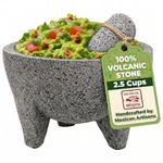 Molcajete 6 in Mexican, Handmade with Natural Volcanic Stone, Artisanal Kitchen Utensil for Grinding with Pores for Crushing, Specially Designed for Grinding Spices, Sauces, and Guacamole