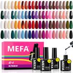 MEFA 46 Pcs Gel Nail Polish Kit, 42 Colors All Seasons Gel Polish Set Fall Winter Begginer Kit with Base Coat & Glitter/Glossy/Matte Top Coat Gel Nail Art Manicure DIY Salon Gifts for Girls