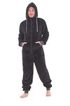 Keanu KM217-B-ML - Mens Snuggle Fleece Onesie - Black - ML