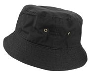 Gelante Solid Color 100% Cotton Bucket Hat for Women and Men Packable Travel Summer Beach Hat, Black, Large-X-Large