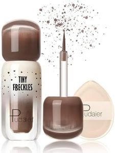 Pudaier Freckle Pen - Waterproof Faux Freckle Stamp Pen With a Silicone Puff, Liquid Freckle Natural-Looking Freckle Makeup, Long-Lasting Magic Fake Freckles Marker for Sunkissed Makeup, 02 Caramel