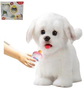 Plush Interactive Maltese Simulation Dog- Puppy Dog Toy for Kids-with Walking, Barking, Wagging Tail & Talking- Robotic Present Pet Toy for Toddler Kids Girls Boys