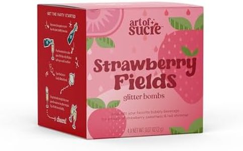 Art of Sucre Strawberry Fields Cotton Drink Candy Glitter Bombs, Edible Glitter, Drop into Drinks, 4 Pieces