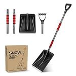 Yardwe Snow Shovel, Detachable Plastic Snow Shovel Portable Snow Ice Shovel Remover with D-Grip Handle and Aluminum Edge for Driveway Camping Car Garden