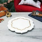 NikkisPride Handmade Marble Brass Inlay Platter Serving Platter Tray Cheese Board