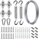 Bangckier Sun Shade Hardware Kit for Rectangle and Square Sun Shade Sails Installation,5 inch Heavy Duty Anti-Rust Sail Shade Hardware Kit with 50 ft Cable Wire Ropes