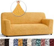 PAULATO BY GA.I.CO Couch Cover - Sofa Cover - Sofa Slipcover - Soft Polyester Fabric Slipcover - 1-Piece Form Fit Stretch Stylish Furniture Cover - Microfibra Collection - Mango (Sofa)