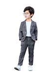 LOLANTA Kids Grey Check Suit, 2-Piece Boys Wedding Party Outfits Jacket and Trousers, Prom Occasionwear, Dark Grey, 7-8 Years, 130