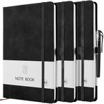 Lined Journal Notebook，3 Pack Ruled Lined Notepads，A5 Notebooks Multipack, Classic Notebook,Hardback Journal Notebook with 1 Black Gel Pens for Work, Study, Journaling, Note Taking, 200 Pages/Pack