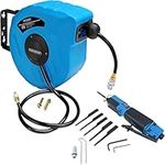 MONZANA® 10m Automatic Retractable Air Line Hose Reel & Pneumatic Reciprocating Saw with 6 Blades | Compressed Air Powered Tools | 1/4' Quick Connection | 8,500 RPM 15 Bar