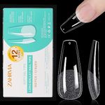 Fake Long Coffin Nails - ZAHRVIA 552PCS Soft Gel Full Cover Nail Tips Kit for Nails Extensions, Clear Acrylic Glue Tips No File False French Nail Tips for Manicure Salons Nail Art (Long Coffin)