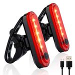 Volcano Eye Bike Tail Light 2 Pack, Rear Bike Back Lights for Night Riding, Bicycle Rear Light with Great Battery Life, Easy to Install On Any Bike or Helmet, USB Rechargeable (Red)