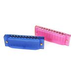 OFKPO 2 PCS 10 Holes Children Plastic Harmonica, Translucent Diatonic Harmonica Mouth Organ, Music Instrument Educational Musical Toy for Kids