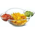 Nymamypee Chip and Dip Serving Set, Double Dip Bowl, Perfect for Chips and Dip, Vegetables and Snacks, Food Server Bowl for Parties, Entertaining