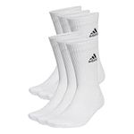 adidas Unisex Cushioned Sportswear Crew Socks 6 Pairs Crew Socks, White / Black, 6.5-8