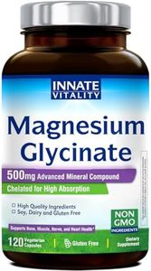 Innate Vitality Magnesium Glycinate 500mg | 70mg Elemental Magnesium Supplement- High Absorption, Non Buffered, Non-GMO & No Gluten - Nerve, Muscle, Bone & Heart Health - 120 Vegan Capsules Magnesio