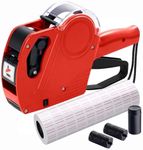 MX5500 Pricing Tag Gun with 5150 pcs White Label Gun Stickers & 3 Extra Inker Rollers, Pricing Label Gun, 8 Digits Retail Pricing Gun and Labels for Grocery Store, Food (Red)