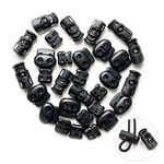 30 Pcs Plastic Cord Locks YIFARUBE 3 Styles End Spring Stop Toggle Stoppers for Paracord Shock Cord Drawstrings Lanyard DIY Crafting (Black)