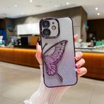 LuxuryKase LK099 Glitter Candy Electroplated Butterfly Lens Protection Case Cover for Iphone 11 (TPU | Purple)