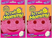 Scrub Daddy Dual Sided Sponge and Scrubber - Scrub Mommy - Scratch Free Sponge for Dishes and Home, Soft in Warm Water, Firm in Cold, Odor Resistant, Deep Cleaning, Multi Surface, Dishwasher Safe 2ct