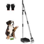 Ormalla Pooper Scooper for Dogs, Sturdy Stainless Steel Dog Poop Scooper for Large Medium Small Dogs, Detachable Metal Rake & Tray Set for Yard, Grass, Dirt or Gravel - Poop Bags and Gloves Included