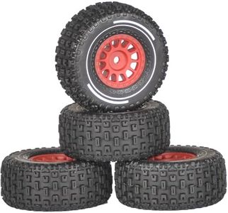 1/16 & 1/18 RC Truck Tires & Wheels - Pre-Glued All-Terrain Tires - 12mm Hex 2.56" OD - Fits for Traxxas Slash, ARRMA Mojave GROM, Tamiya, Kyosho, HPI - Durable Nylon Wheels for On/Off Road Bashing