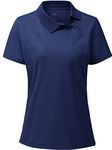 MoFiz Womens Golf Polos Shirt Moisture Wicking Breathable Collared Golf Shirts for Women Navy Blue Medium