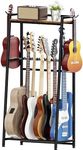 Guitar Stand, Guitar Rack Holder for Acoustic Guitar, Electric Guitar, Bass Display Stand, Multiple Guitar Rack Holder for 7-9 Guitars, Guitar Amp Accessories, for Home Music Studio, Rustic Brown