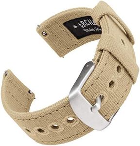 Archer Watch Straps - Canvas Quick Release Replacement Watch Bands (Sand, 22mm)