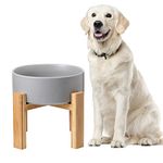 Elevated Dog Bowls for Large Dogs - Ceramic Raised Dog Bowl Stand - Dog Water Bowls and Food Dish - Heavy Weighted or No Tip Over Dog Comfort Food Bowls - Pet Bowl Extra High Capacity 8.4" Diameter