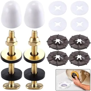 boeemi Toilet Bolts for Floor, 2 Pack Toilet Flange Bolts Seal Toilet Bowl to Flange, Toilet Wax Ring Replacement Part Include Install Part Include Solid Brass Bolts, Nuts, Washers and Caps