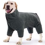 ROZKITCH Dog Winter Coat Soft Fleece Pullover Pajamas, Pet Windproof Warm Cold Weather Jacket Vest Cozy Onesie Jumpsuit Apparel Outfit Clothes for Small Medium Large Dog Walking Hiking Sleep Grey XS